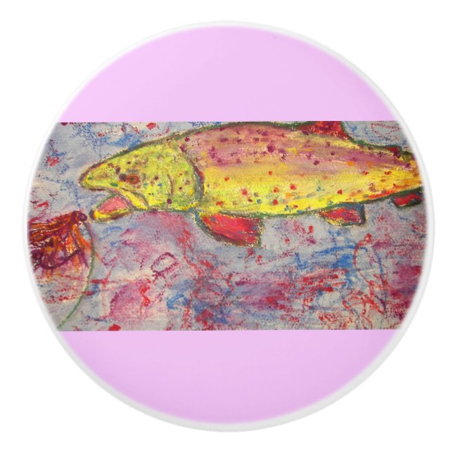 Bouton De Porte En Céramique Truite arc-en-ciel (Devant)