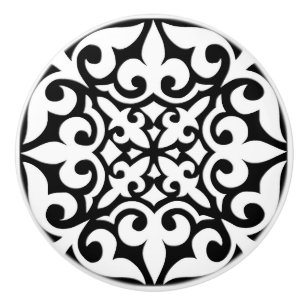Bouton De Porte En Céramique Tuile marocaine - blanc avec l'arrière - plan noi