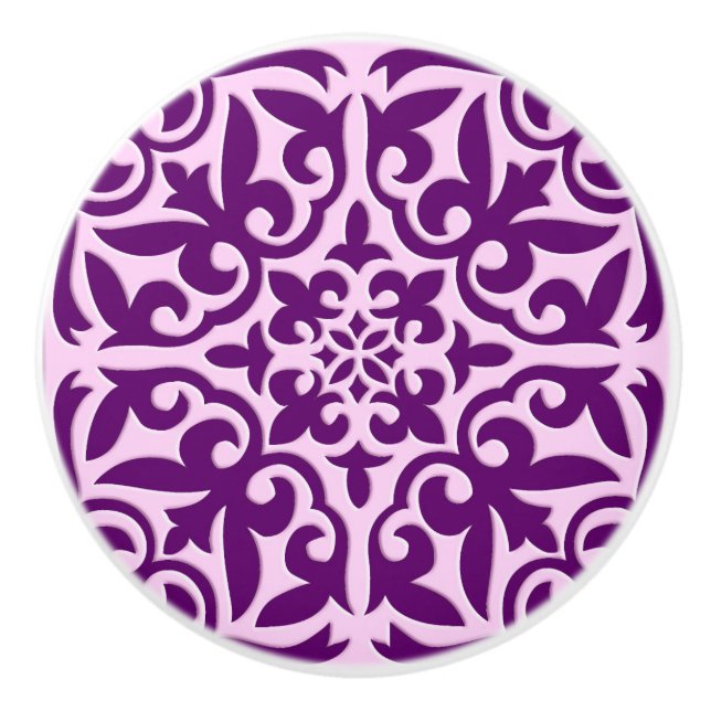 Bouton De Porte En Céramique Tuiles marocaines - violet et orchidée (Devant)