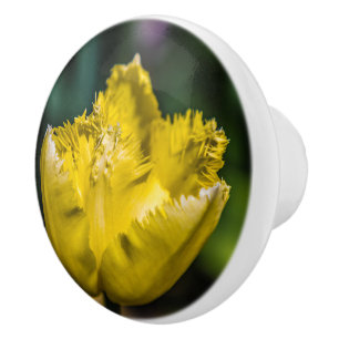 Bouton De Porte En Céramique Tulipe jaune