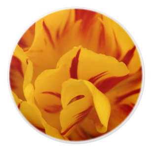 Bouton De Porte En Céramique Tulipes Monsella rouges et dorées florales élégant