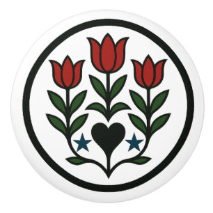 Bouton De Porte En Céramique Tulips Pennsylvanie Dutch Hex Sign Ceramic Knob