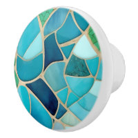 Turquoise Abstrait Mosaic Art Déco Drawer Knob