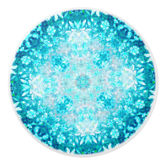 Bouton De Porte En Céramique Turquoise Aqua Blue Floral