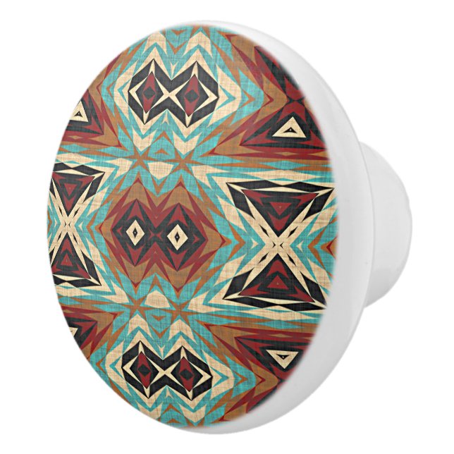 Bouton De Porte En Céramique Turquoise bleu vert Brown Orange Ethnic Tribe Art (Droite)
