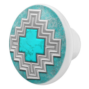 Bouton De Porte En Céramique Turquoise de sud-ouest
