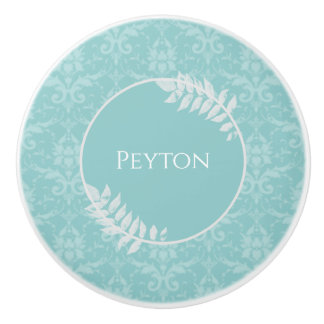Bouton De Porte En Céramique Turquoise Elegant Damask Ceramic Personnalisé Knob