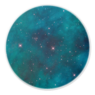 Bouton De Porte En Céramique Turquoise Nebula Étoiles Étincelles en céramique T