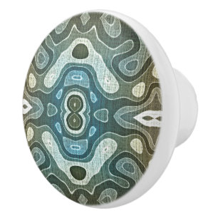 Bouton De Porte En Céramique Turquoise Turquoise bleu gris Brown Ethnic Tribe A