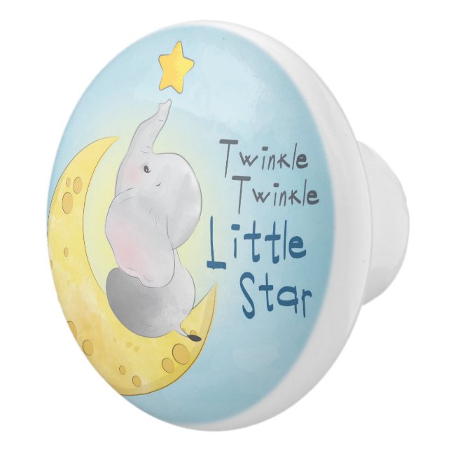 Bouton De Porte En Céramique Twinkle Little Star Elephant (Droite)