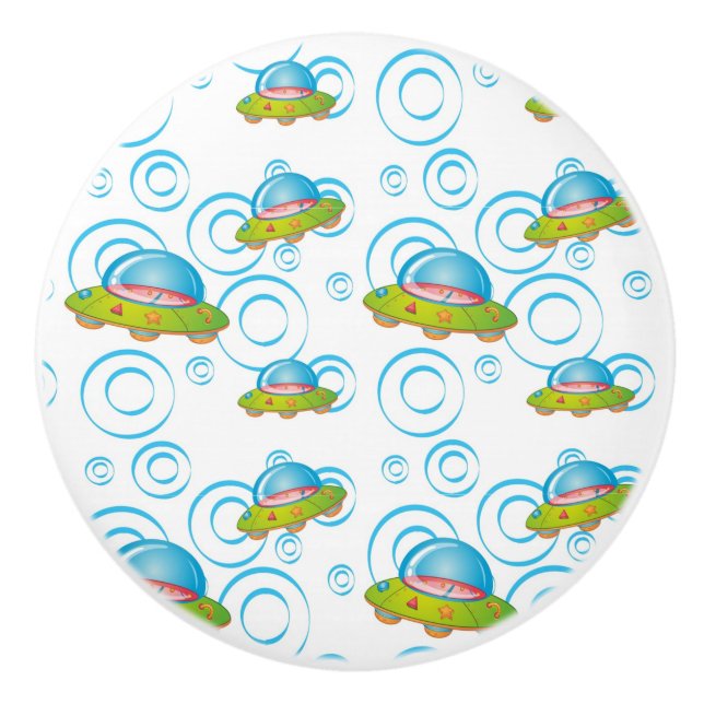 Bouton De Porte En Céramique UFO de vol amusant (Devant)