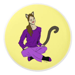 Bouton De Porte En Céramique un catgirl