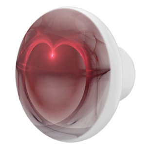 Bouton De Porte En Céramique Un coeur de lumière rouge au-dessus des oeuvres d'