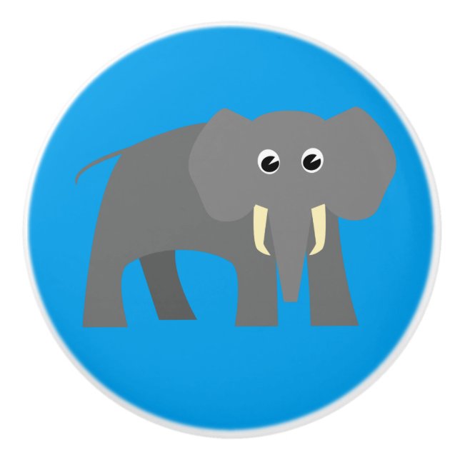 Bouton De Porte En Céramique Un éléphant robuste (Devant)
