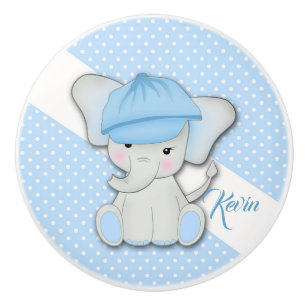 Bouton De Porte En Céramique Un mignon éléphant de dessin animé sur un arrière 