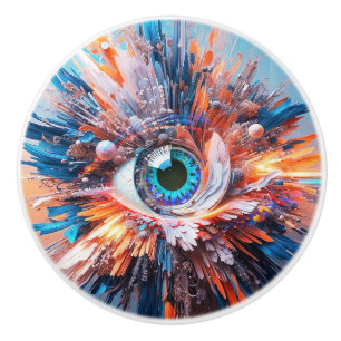 BOUTON DE PORTE EN CÉRAMIQUE UN MONDE DE MERVEILLEURS COMMENCE AVEC VISION BLUE
