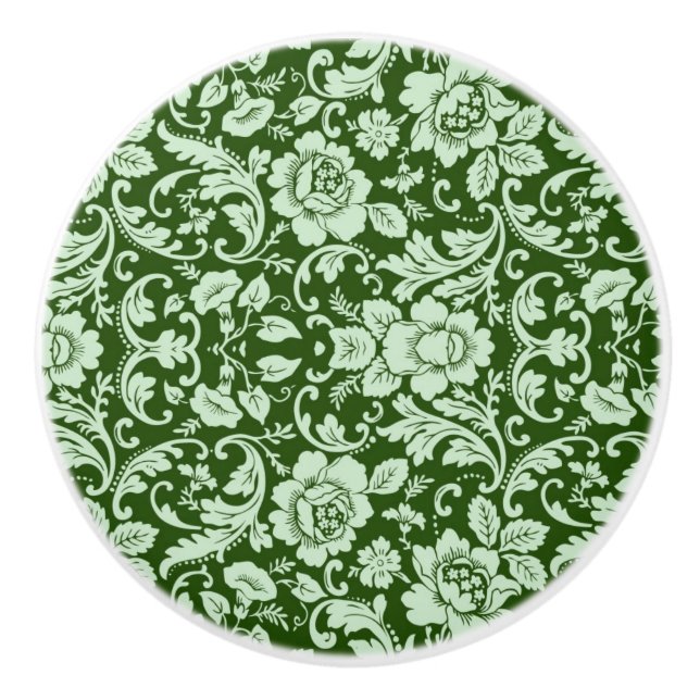 Bouton De Porte En Céramique Une damassé florale antique (Devant)