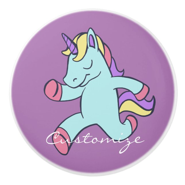 Bouton De Porte En Céramique Unicorne Bleue Courant Thunder_Cove (Devant)