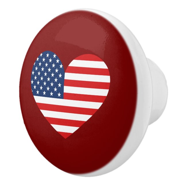 Bouton De Porte En Céramique USA Drapeau en Céramique Coeur Knob pour Meubles (Droite)