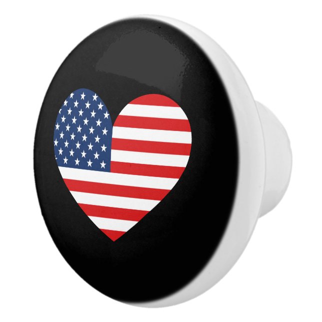 Bouton De Porte En Céramique USA Drapeau en Céramique Coeur Knob pour Meubles (Droite)