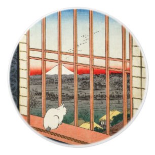 Bouton De Porte En Céramique Utagawa Hiroshige - Champs de riz Asakusa