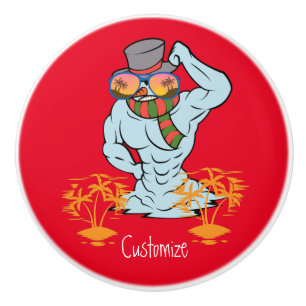 Bouton De Porte En Céramique Vacances tropicales de Snowman musclé Thunder_Cov