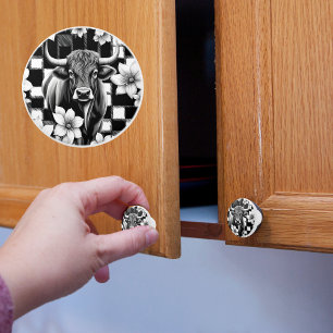 Bouton De Porte En Céramique Vache de Ferme