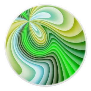 Bouton De Porte En Céramique Vagues jaunes et vertes