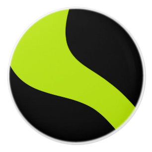 Bouton De Porte En Céramique Vagues simples en vert citron