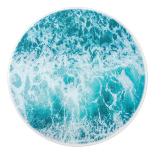 Bouton De Porte En Céramique Vagues tropicales de l'océan bleu