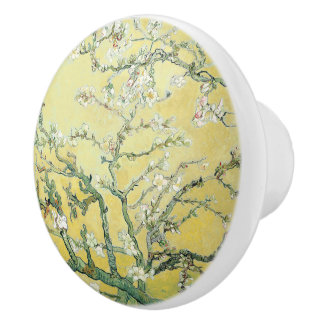 Bouton De Porte En Céramique Van Gogh Amandes en fleurs, bleu ciel