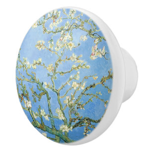 Bouton De Porte En Céramique Van Gogh Floraison d'amandiers, bleu ciel