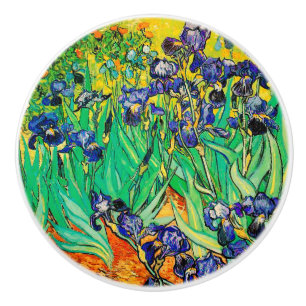 Bouton De Porte En Céramique Van Gogh Iris à St. Remy, violet