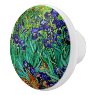 Bouton De Porte En Céramique Van Gogh Irises à St. Remy, violet profond