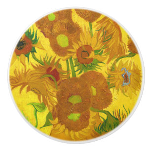 Bouton De Porte En Céramique Van Gogh Quinze Tournesols Dans Un Vase Art