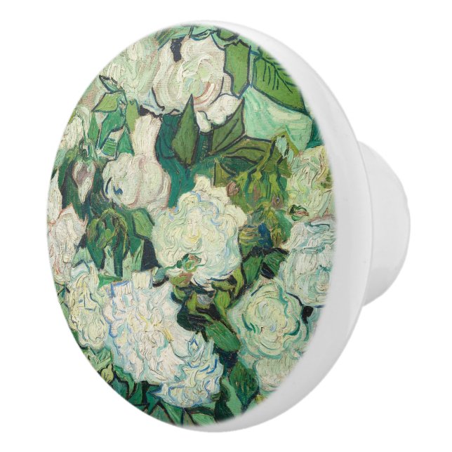 Bouton De Porte En Céramique Van Gogh White Roses Art (Droite)