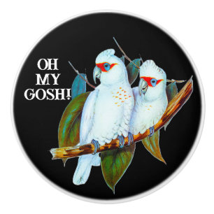 Bouton De Porte En Céramique Vantage Oiseaux blancs Citation OMG