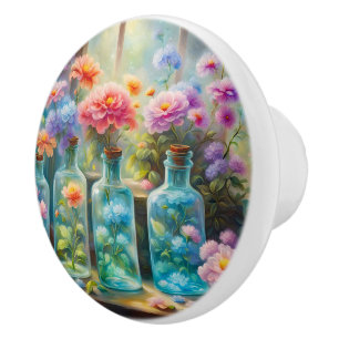 Bouton De Porte En Céramique Vases fleuris remplis de fleurs étonnantes et vibr