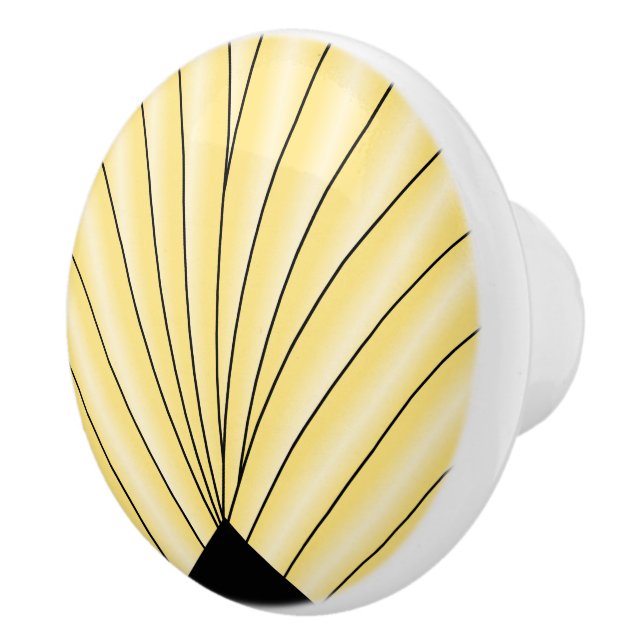 Bouton De Porte En Céramique Ventilateur Art Déco Design Ceramic Jaune Knob (Droite)