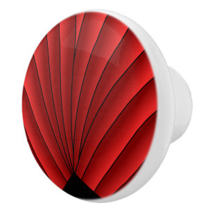 Bouton De Porte En Céramique Ventilateur Art Déco Design Rouge Ceramic Knob
