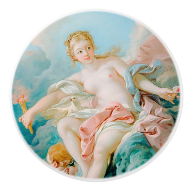 Bouton De Porte En Céramique Vénus sur les vagues par François Boucher (Devant)