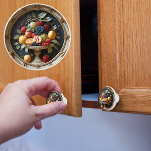 Bouton De Porte En Céramique Verger Doré 