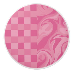 Bouton De Porte En Céramique Vérifications et Tourbillons - Rose