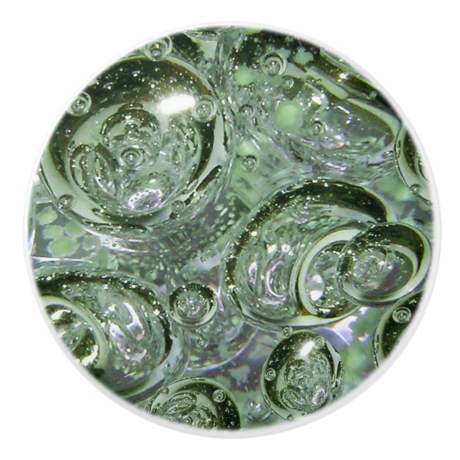 Bouton De Porte En Céramique Verre de bulle verte (Devant)