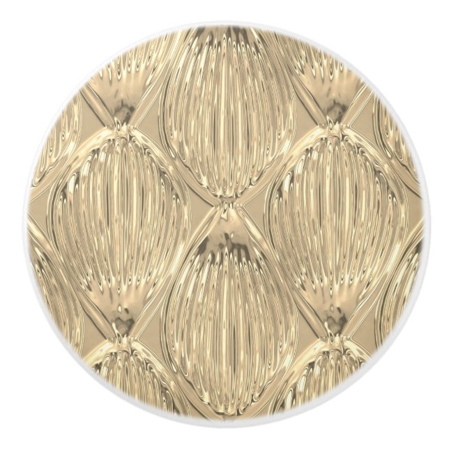 Bouton De Porte En Céramique Verre or look motif abstrait élégant (Devant)