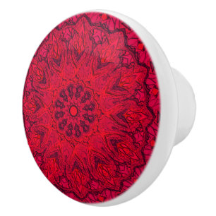 Bouton De Porte En Céramique Verre Ruby Red Intricate Faux