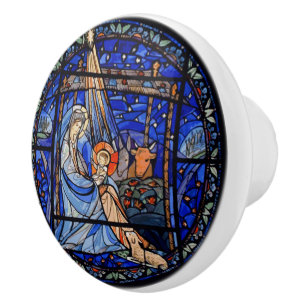 Bouton De Porte En Céramique Verre souillé de nativité