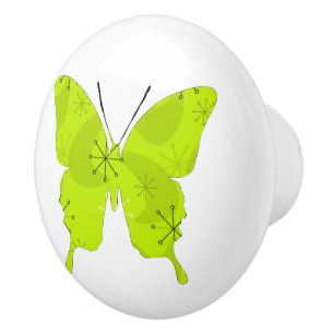 Bouton De Porte En Céramique Vert atomique de collage de papillon