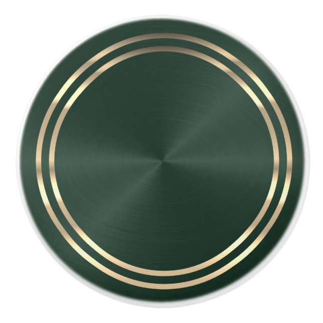 Bouton De Porte En Céramique Vert et Or (Devant)