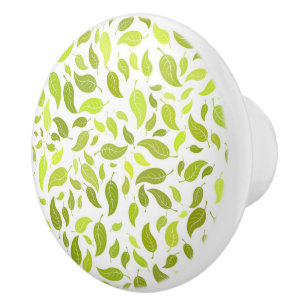 Bouton De Porte En Céramique Vert Feuille Nature Imprimer, Plante Motif feuille